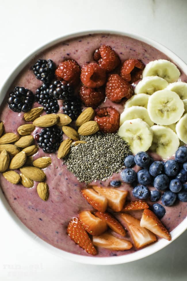 Berry Protein Smoothie Bowl. Run Lift Eat Repeat