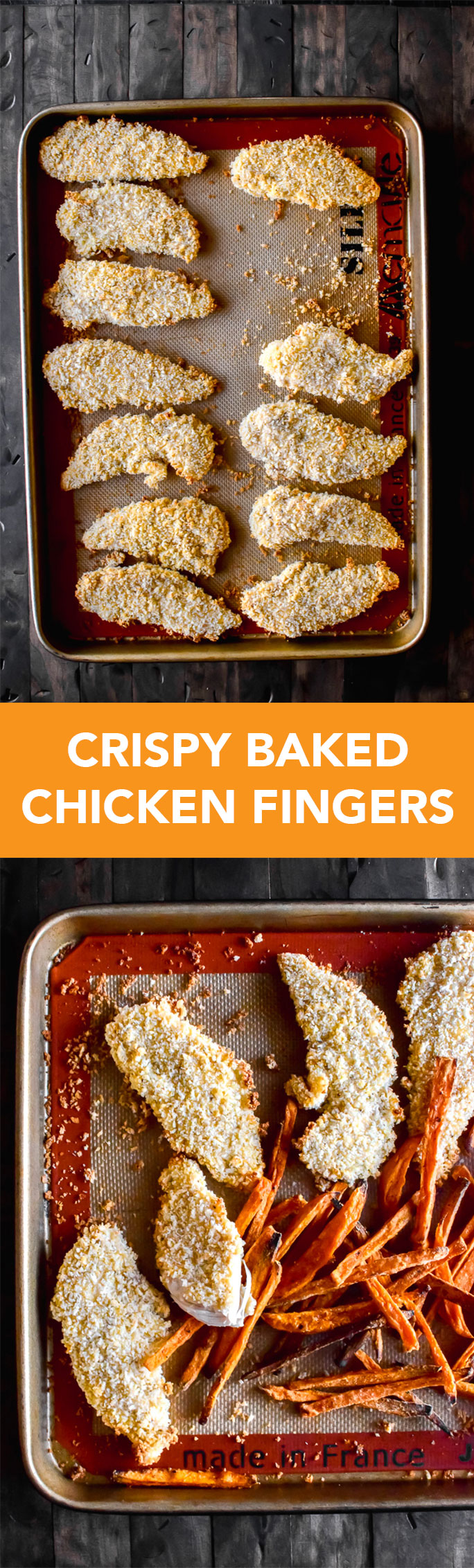 Extra crispy chicken fingers that are baked, not fried and incredibly simple!