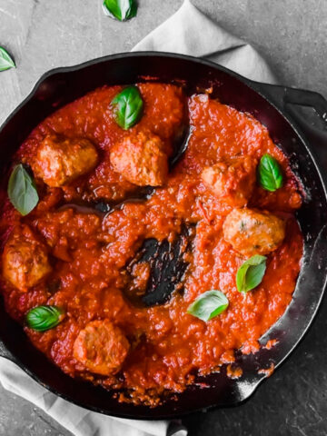 This is my favorite recipe for classic turkey meatballs in a skillet— perfectly spiced and hardly any work! Also Whole30 approved!