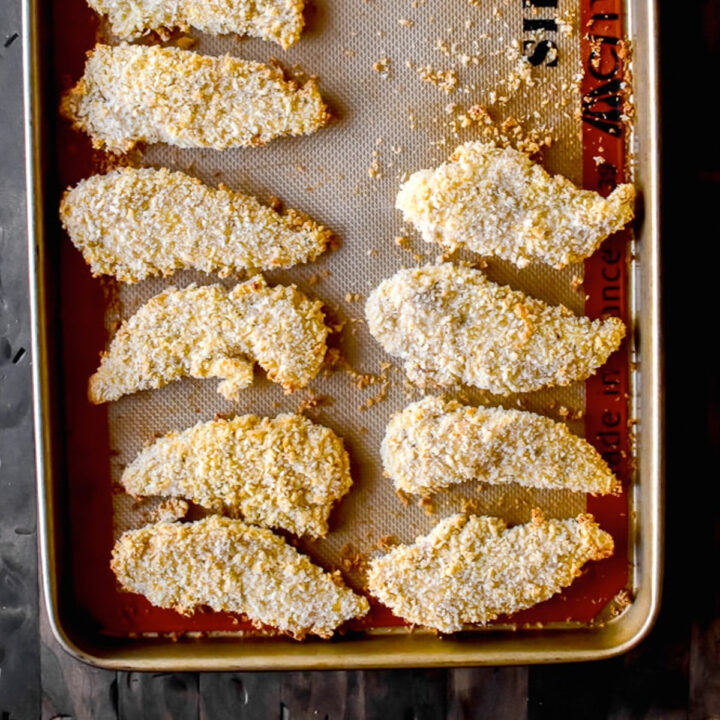 Extra crispy chicken fingers that are baked, not fried and incredibly simple!