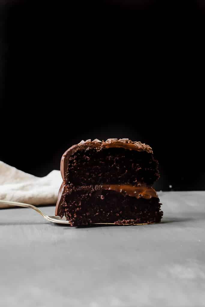 My favorite homemade paleo chocolate cake recipe. It's the richest, the fudgiest and a crowd pleaser! 