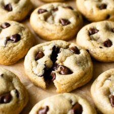 The Best Coconut Oil Chocolate Chip Cookies That I've Ever Had. These are the best chocolate chip cookies that I've ever had. They are big, thick, chewy, and slightly crisp around the edges — just how it should be. #cookies #chocolatechip #dessert #coconutoil #chocolatechipcookies