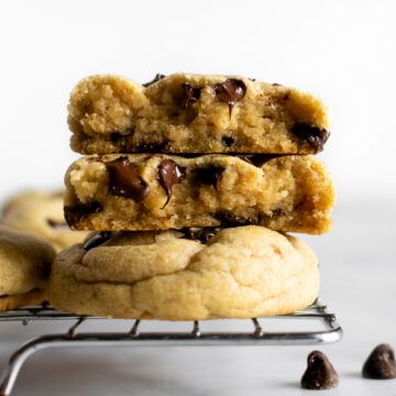 stacked no butter chocolate chip cookies