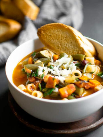 This minestrone soup is a favorite for obvious reasons. It's hearty, filled with tons of vegetables, and packed with flavor. It's the soup recipe that you'll make again and again!