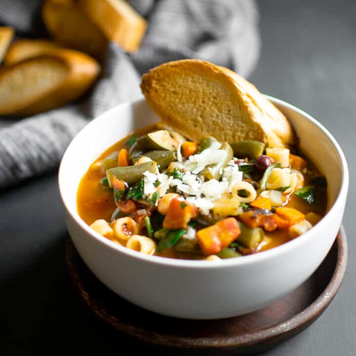 This minestrone soup is a favorite for obvious reasons. It's hearty, filled with tons of vegetables, and packed with flavor. It's the soup recipe that you'll make again and again!