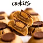 These soft, thick and chewy peanut butter cookies are topped with Reese’s peanut butter cups. Basically every peanut butter lovers dream. #cookies #peanutbutter #blossoms #easy #recipe