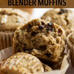 You only need 3 ripe bananas and a few basic ingredients to make these peanut butter banana muffins. They're soft, moist, spiced just right, and made in a blender! #muffins #peanutbutter #banana #breakfast