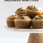 You only need 3 ripe bananas and a few basic ingredients to make these peanut butter banana muffins. They're soft, moist, spiced just right, and made in a blender! #muffins #peanutbutter #banana #breakfast