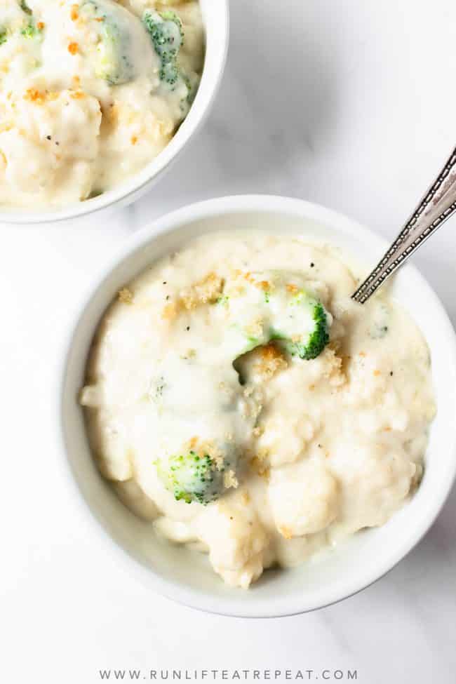 Easy Creamy Cauliflower and Broccoli Au Gratin - Run Lift Eat Repeat