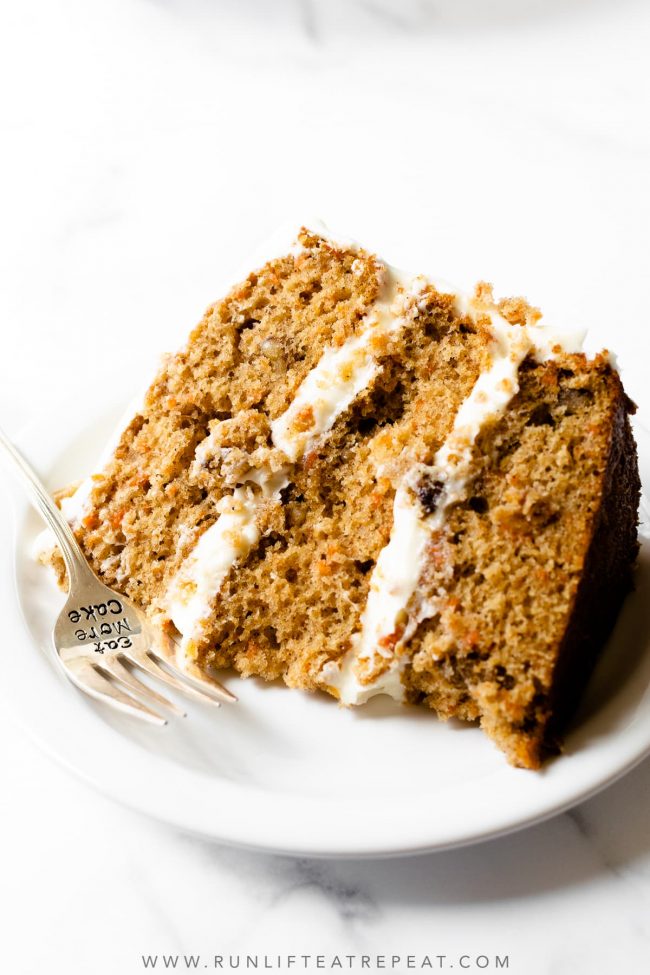 This carrot cake recipe is incredibly moist, bursting with spice flavor, and frosted with a smooth and creamy cream cheese frosting. It's a recipe that you'll be making over and over again.