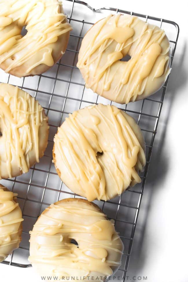 These baked maple frosted donuts are cake-style donuts with a thick, sweet maple frosting. Homemade donuts are a lot easier than you think!