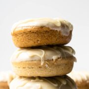 These baked maple frosted donuts are cake-style donuts with a thick, sweet maple frosting. Homemade donuts are a lot easier than you think!