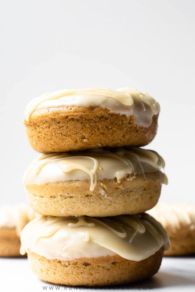 These baked maple frosted donuts are cake-style donuts with a thick, sweet maple frosting. Homemade donuts are a lot easier than you think!