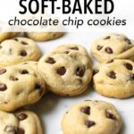 These big fat soft-baked chocolate chip cookies are thick and slightly crispy around the edges. The secret for the chewiest chocolate chip cookie texture is more brown sugar than granulated sugar, an extra egg yolk, plus a little cornstarch!