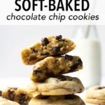These big fat soft-baked chocolate chip cookies are thick and slightly crispy around the edges. The secret for the chewiest chocolate chip cookie texture is more brown sugar than granulated sugar, an extra egg yolk, plus a little cornstarch!