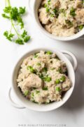 This chicken and rice recipe is an easy, comforting meal that can be anytime of the year. It’s made in one pan, minimal ingredients and done in less than 40 minutes!
