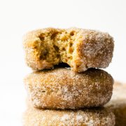 These homemade cinnamon sugar donuts are cakey, dense, perfectly spiced, and baked not fried. These donuts come together quickly and easily— the best recipe for those cold winter weekend mornings!