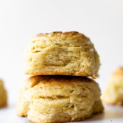 These homemade buttermilk biscuits are tender on the inside with crisp edges and full of flavor. This recipe requires only 6 ingredients and ready in about 40 minutes.