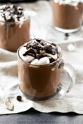 This hot chocolate is ultra creamy, mega chocolate-y and made in a slow cooker— so easy that you can make it anytime! It's a recipe that will be on repeat during the colder months!