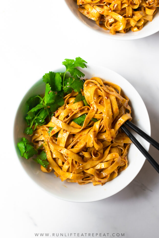 These spicy chili garlic noodles can be made in just 20 minutes and way better than takeout! The spicy garlic sauce has incredible flavor and perfectly spiced. You can easily add chicken or beef to make this a full meal.