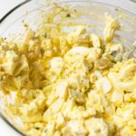 egg salad in a mixing bowl