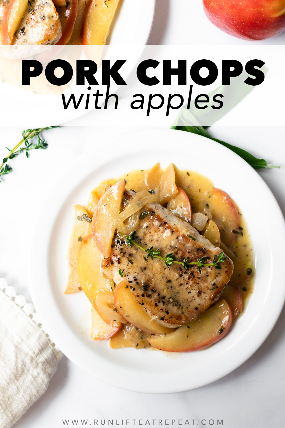 One Pan Pork Chops with Apples - Run Lift Eat Repeat