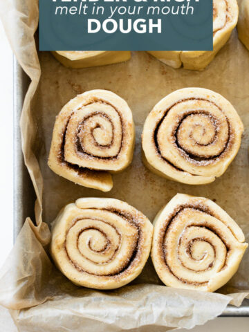 These homemade cinnamon rolls are soft and fluffy, filled with the most delicious cinnamon sugar swirl, have warm and gooey centers, slightly golden brown edges, and smothered in a generous amount of