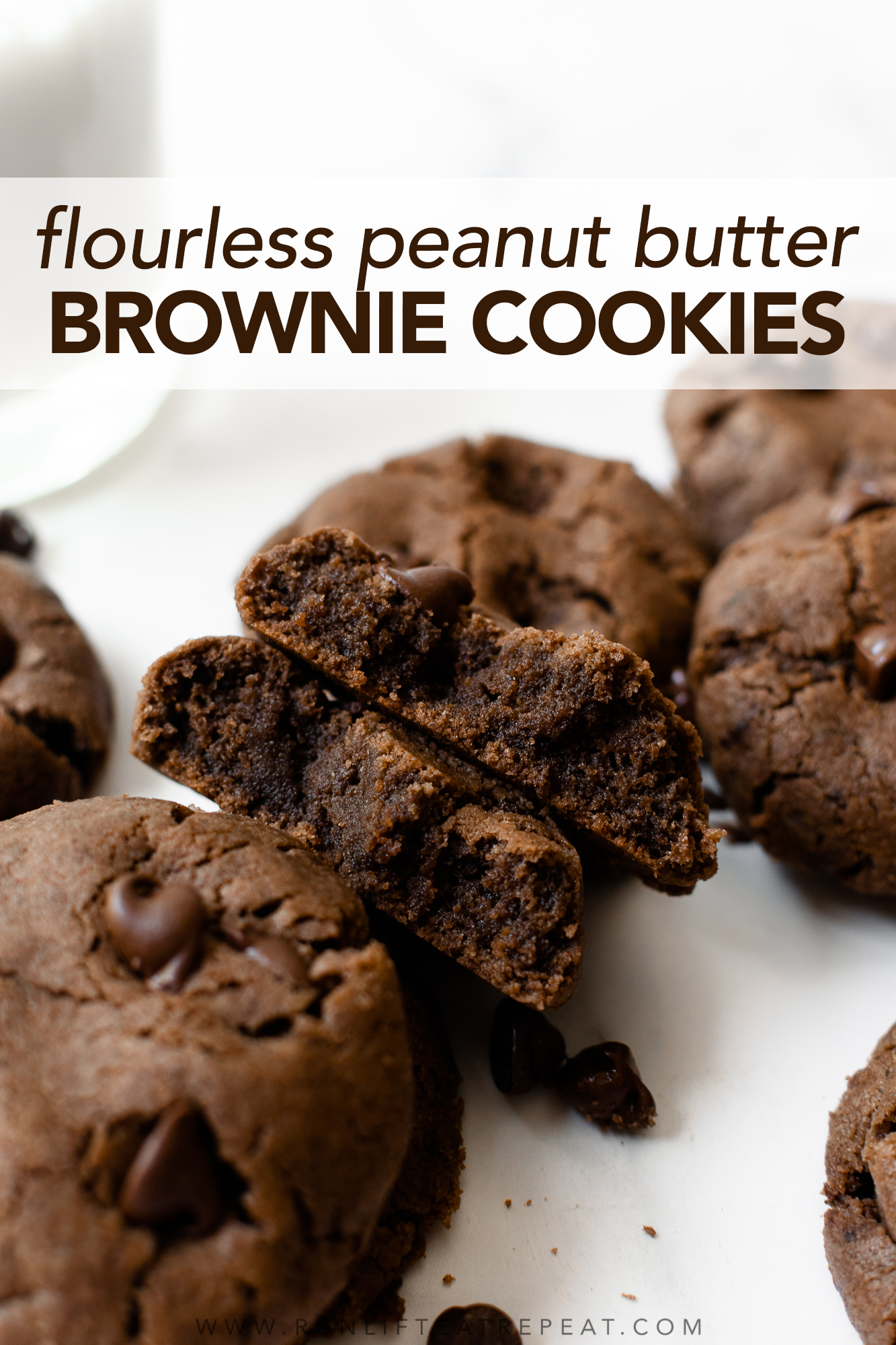 These flourless peanut butter brownie cookies are rich, soft-baked and chewy— that you won't believe that there's no flour or butter! With just 8 ingredients and no chilling, you'll find any excuse to make them. I recommend using mini chocolate chips to pack more into each cookie.