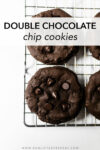 These double chocolate chip cookies are rich and fudgy, incredibly super soft and brownie-like centers, chewy edges, and chocolate chips studded throughout. Easy to throw together, no dough chilling, and just 10 minutes to bake!