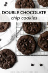 These double chocolate chip cookies are rich and fudgy, incredibly super soft and brownie-like centers, chewy edges, and chocolate chips studded throughout. Easy to throw together, no dough chilling, and just 10 minutes to bake!