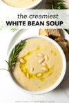 Creamy White Bean Soup is a delicious dish made with potatoes, beans, onions, garlic, broth, spices, and milk. This comforting soup is the perfect weeknight dinner and is ready to eat in just 25 minutes. It's packed with flavor and has a creamy texture that everyone in your family will love.