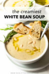 Creamy White Bean Soup is a delicious dish made with potatoes, beans, onions, garlic, broth, spices, and milk. This comforting soup is the perfect weeknight dinner and is ready to eat in just 25 minutes. It's packed with flavor and has a creamy texture that everyone in your family will love.