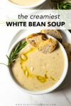 Creamy White Bean Soup is a delicious dish made with potatoes, beans, onions, garlic, broth, spices, and milk. This comforting soup is the perfect weeknight dinner and is ready to eat in just 25 minutes. It's packed with flavor and has a creamy texture that everyone in your family will love.