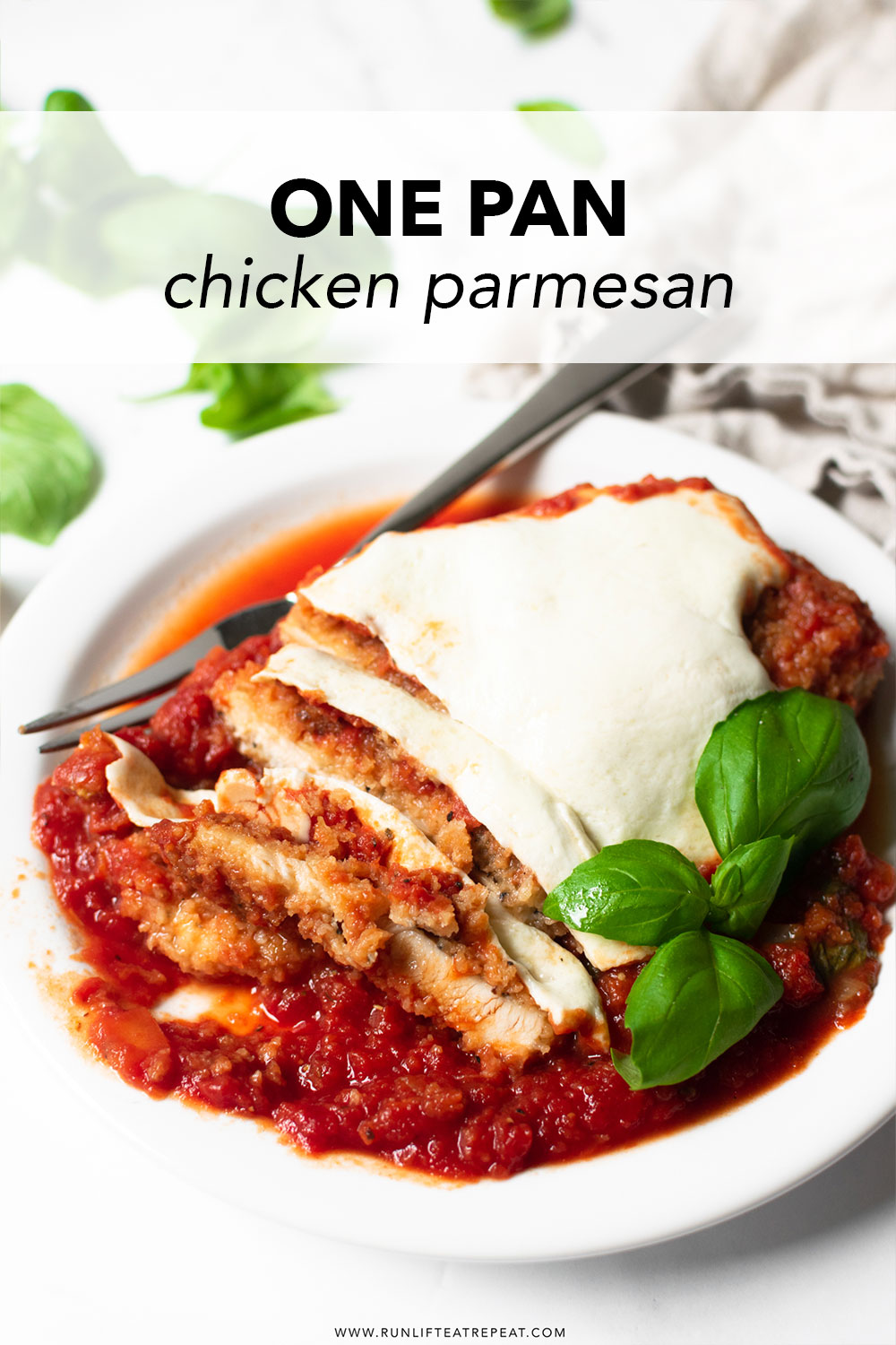 Learn how to make chicken parmesan at home in just 35 minutes! It's made with basic ingredients and smothered in flavorful marinara sauce, topped with fresh mozzarella cheese. It's the easiest chicken parmesan recipe that you'll ever make!