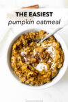 As the cooler weather rolls in this pumpkin oatmeal recipe hits the spot. It has ton of pumpkin flavor, a touch of spice and sweetness— it'll warm you right up!