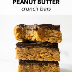 Made from just 8 ingredients, these no-bake chocolate peanut butter crunch bars are chewy, crispy, and irresistible. These are a delicious treat anytime of the year. No oven required! Warning: these bars are incredibly addicting.