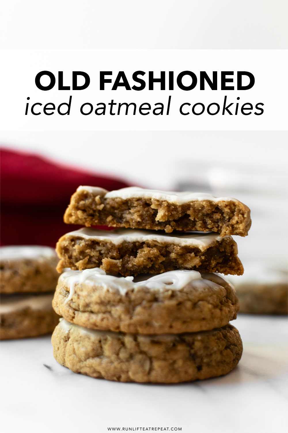 These classic iced oatmeal cookies are the old-fashioned style that you know and love from your childhood. With soft centers, crisp chewy edges, and topped with vanilla icing, these will be favorite for friends and family!