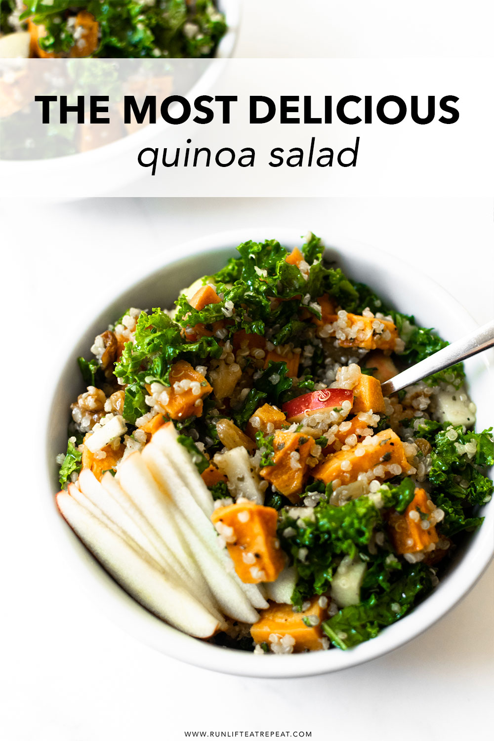 This flavorful sweet potato apple kale and quinoa salad proves that salads don't have to be bland. Loaded with flavor from fresh ingredients – it makes for a satisfying lunch or quick dinner!