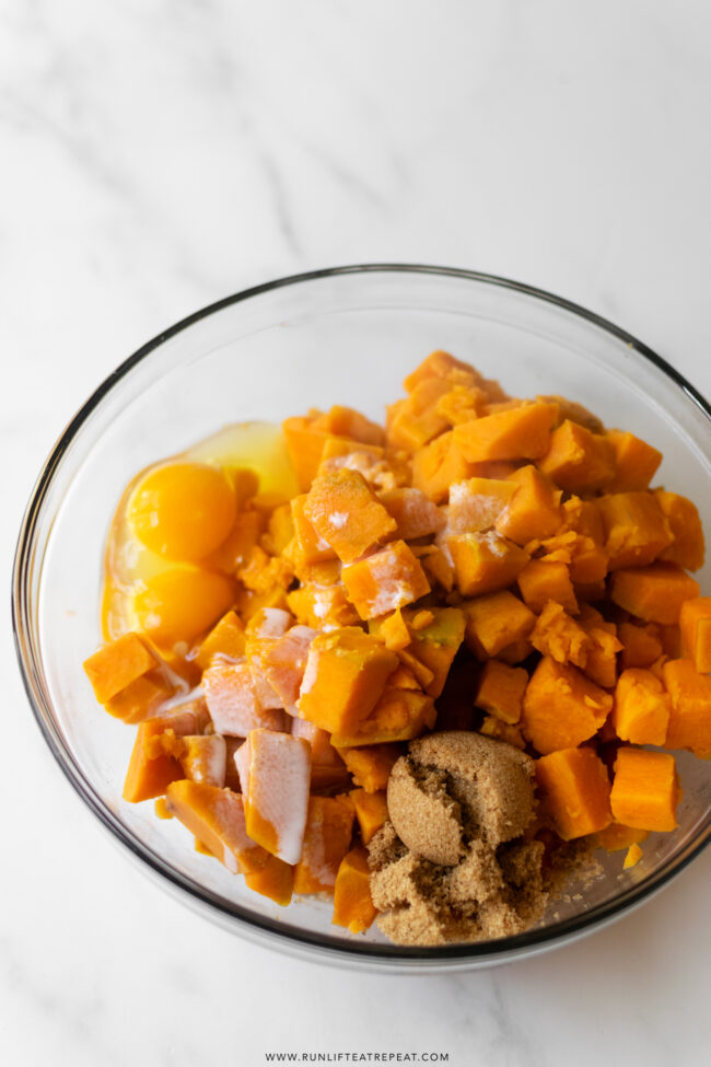 Sweet Potato Casserole with Pecan Crumble Topping