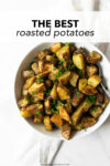 These oven roasted potatoes are tender and buttery on the inside and perfectly crispy on the outside. Tossed together with olive oil, whole grain mustard, garlic, salt, and pepper and baked at a high temperature— these potatoes will be the star of show!