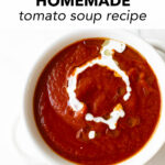 This creamy homemade tomato soup recipe is the most comforting and cozy bowl of goodness. Paired with a grilled cheese, this rich and creamy tomato soup will be one of your go to soup recipes this season!
