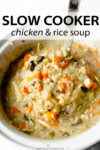 This slow cooker creamy chicken and rice soup is incredibly simple to make. Made with carrots, celery, onions, mushrooms, chicken, rice, variety of spices, and finished off with cream. Pair this with grilled cheese or crusty bread for dinner on a cold evening!