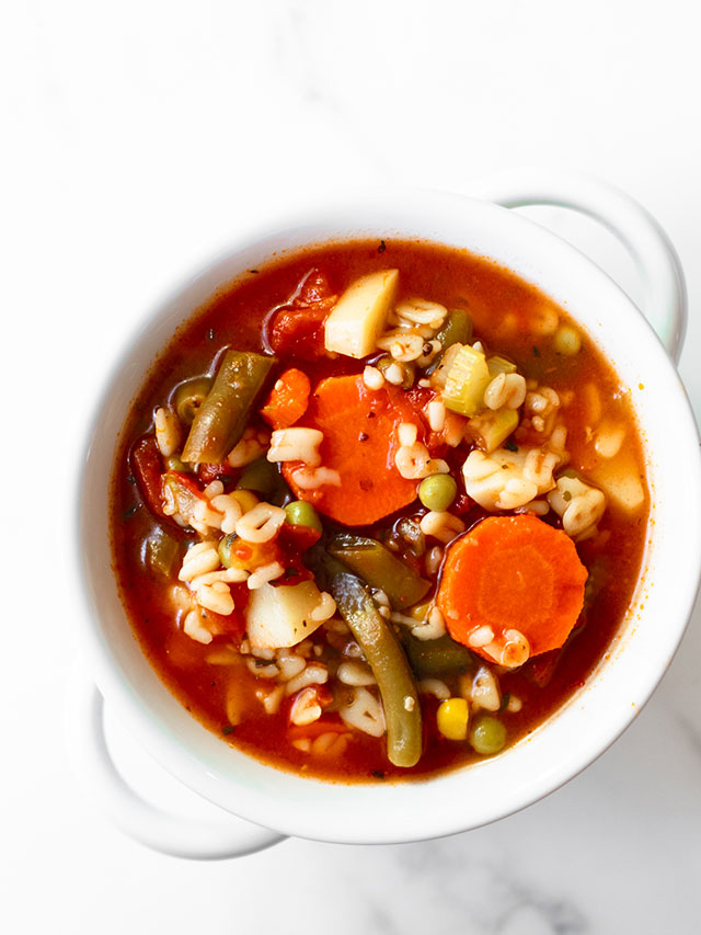 This homemade alphabet vegetable soup recipe is easy, satisfying, hearty, and flavorful. Not only is this soup made in one pot, it keeps perfectly for lunches all week. Use your favorite vegetables!