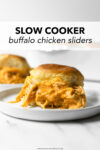 These slow cooker buffalo chicken sliders are an instant crowd-pleaser. Toss the ingredients together in a slow cooker and let it do 99% of the work for you! Your guests will be coming back for more— perfect for game days!