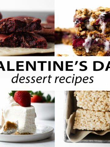 collage of valentine's day dessert recipes