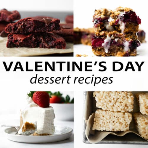 collage of valentine's day dessert recipes
