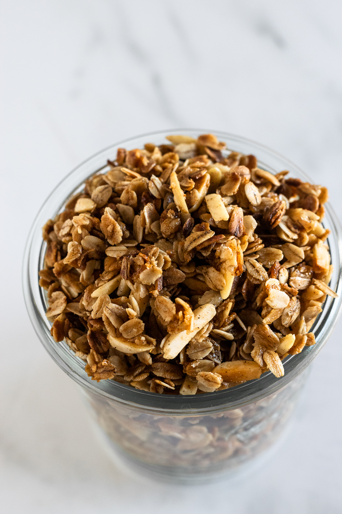 granola in a glass jar.