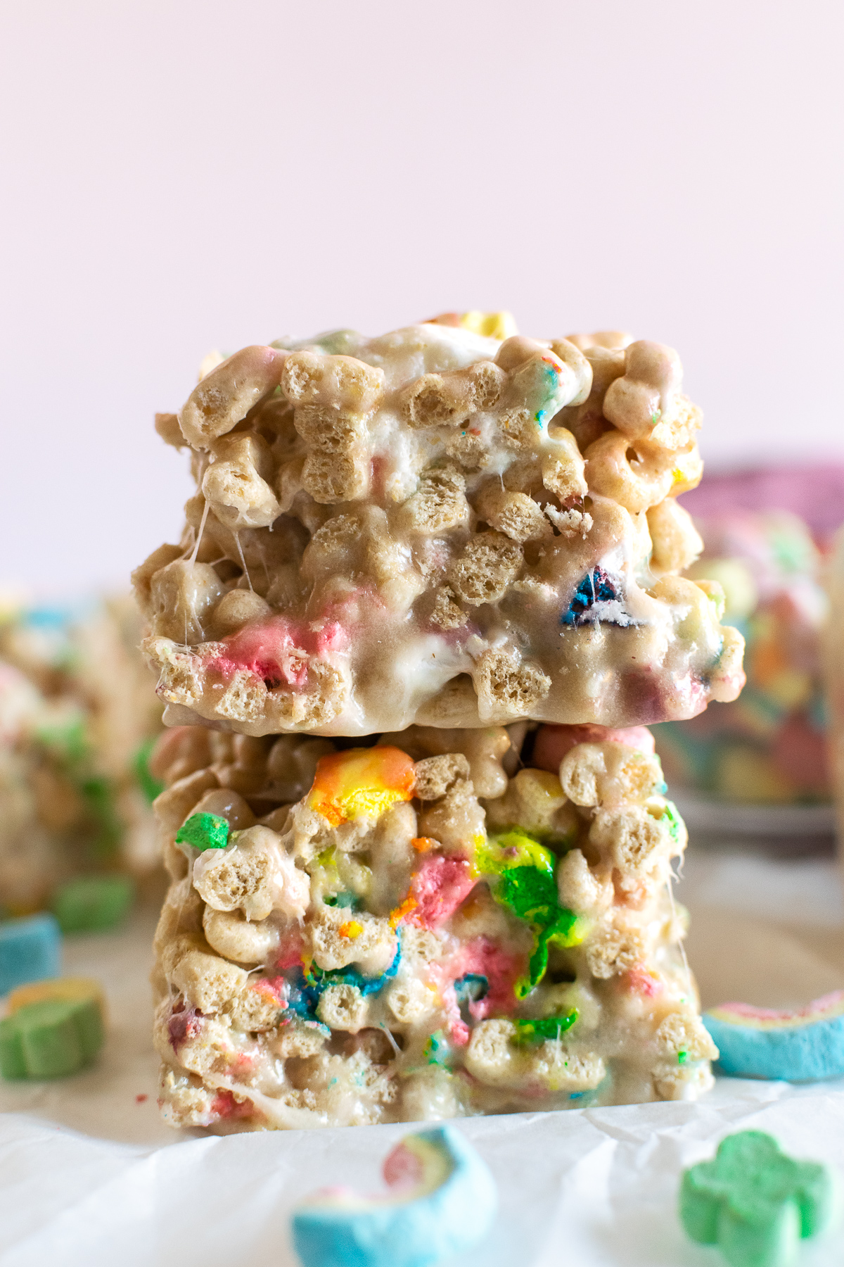 stacked lucky charms rice krispie bars
