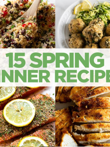 Spring has sprung! With winter blues behind us and warmer days in sight, we're craving spring dinner recipes. We want a combination of textures, low-effort, lighter dinner recipes that can easily be enjoyed in the fresh air. From baked chicken meatballs to herb crusted salmon– find some of my favorite spring dinner recipes here.