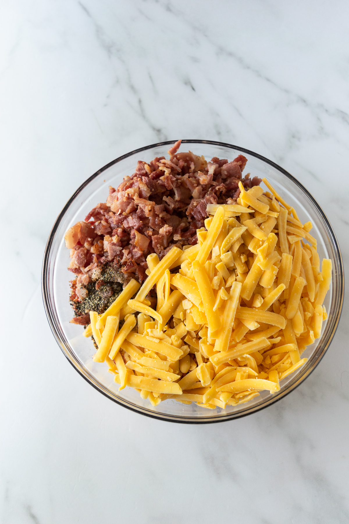 ground beef mixture with bacon and cheese for burgers.